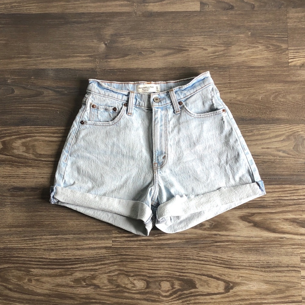 Abercrombie and Fitch Curve Love High Rise Dad Shorts Jean Denim 00 24